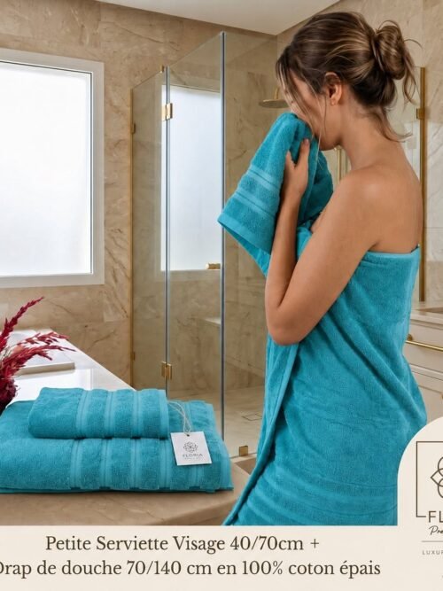 Set 2 - Serviette Visage 40/70CM + DRAP DE DOUCHE 70/140CM