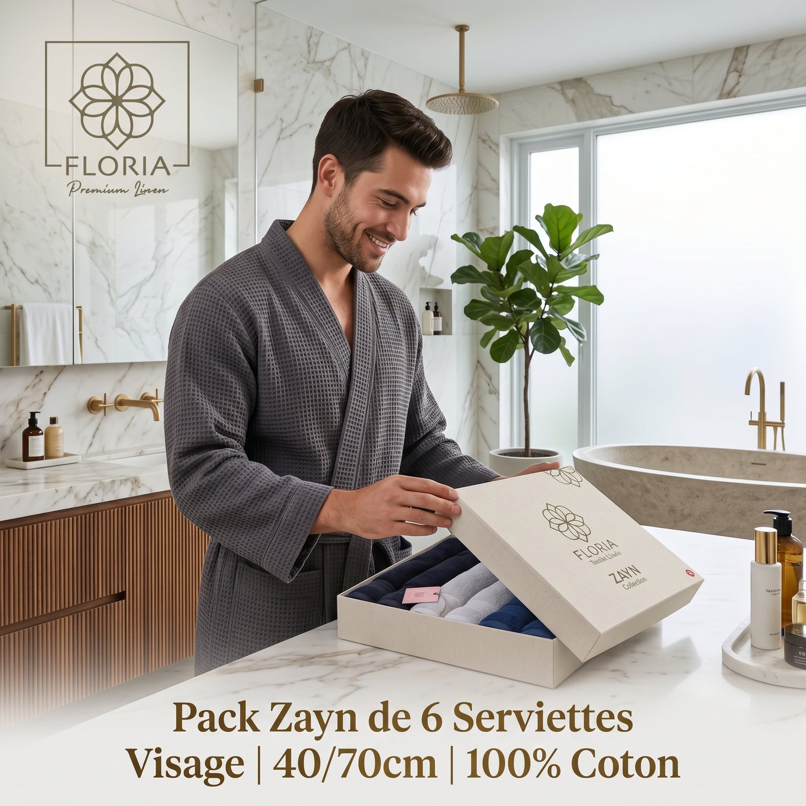 Set 6 Serviettes Visage 40/70CM - ZAYN